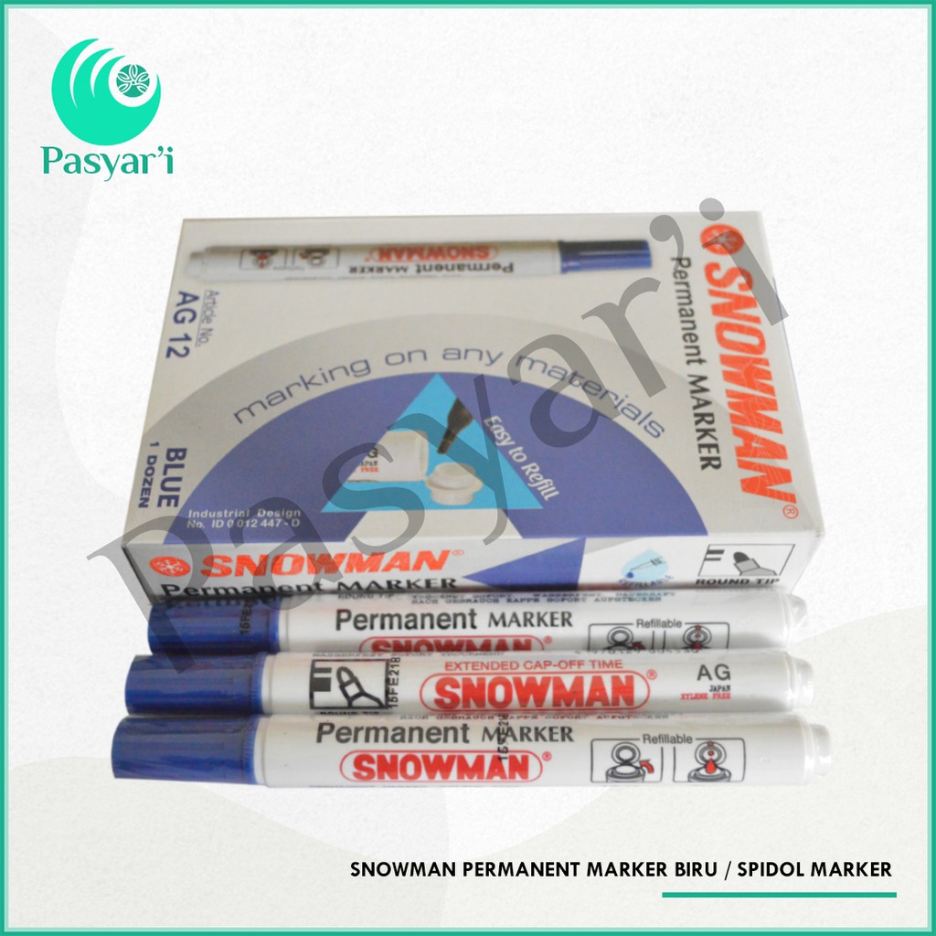 

Snowman Permanent Marker Biru / Spidol Marker AG 12