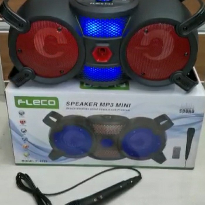 (COD) Speaker bluetooth FLECO F-4229 Free 1 Mic Duoble Karaoke