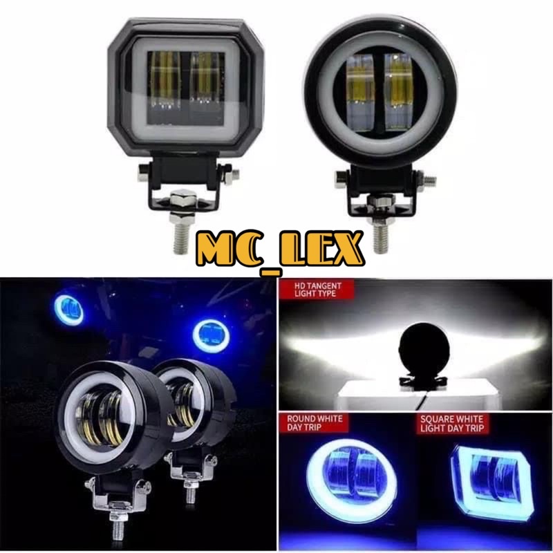 Lampu Tembak Sorot LED CWL 2 Mata Lensa 4D CREE Angel Eye Bulat Round TERMURAH DAN BERKUALITAS