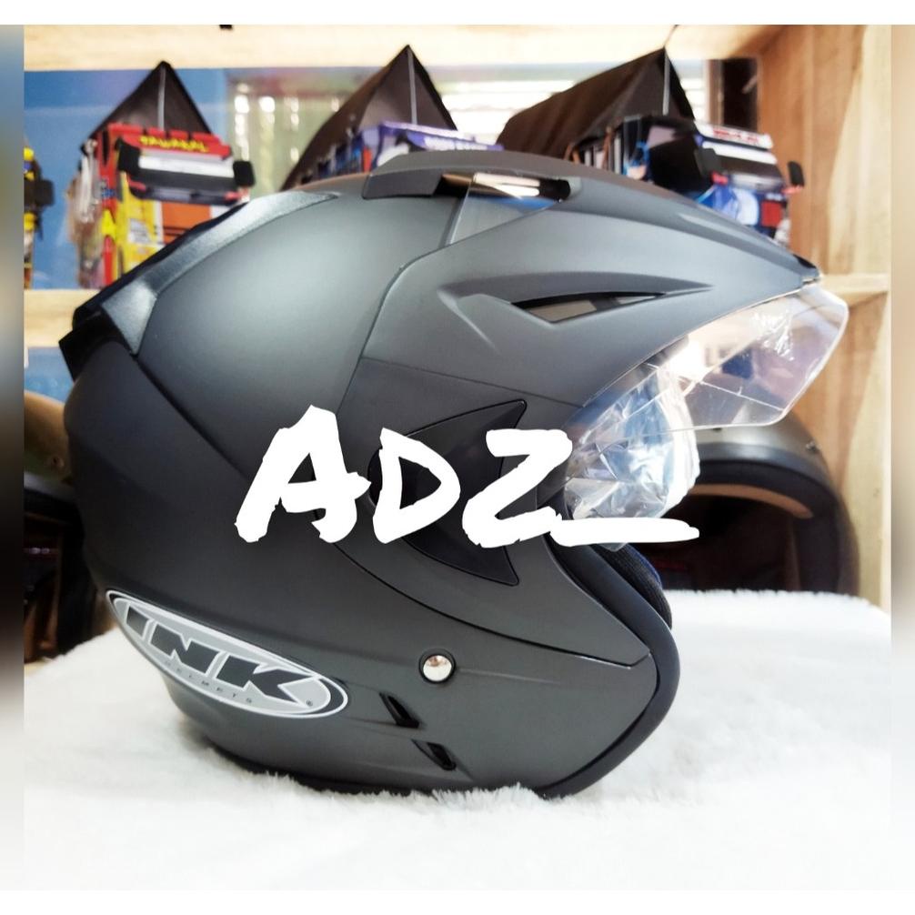 HELM INK TOPI DOBEL VISOR HITAM DOFF MURAH  PEKING KARDUS  KWALITAS OK 