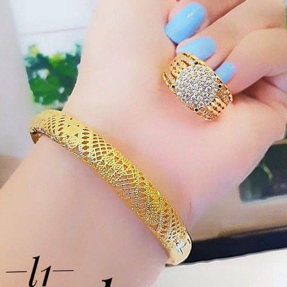 Xuping Set lapis emas 24K Terlaris 285T