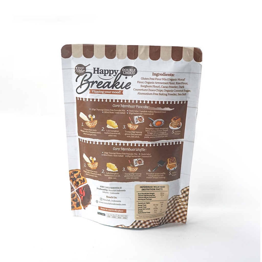 Happy Breakie Gluten Free Pancake &amp; Waffle Mix - Double Choco 250gr