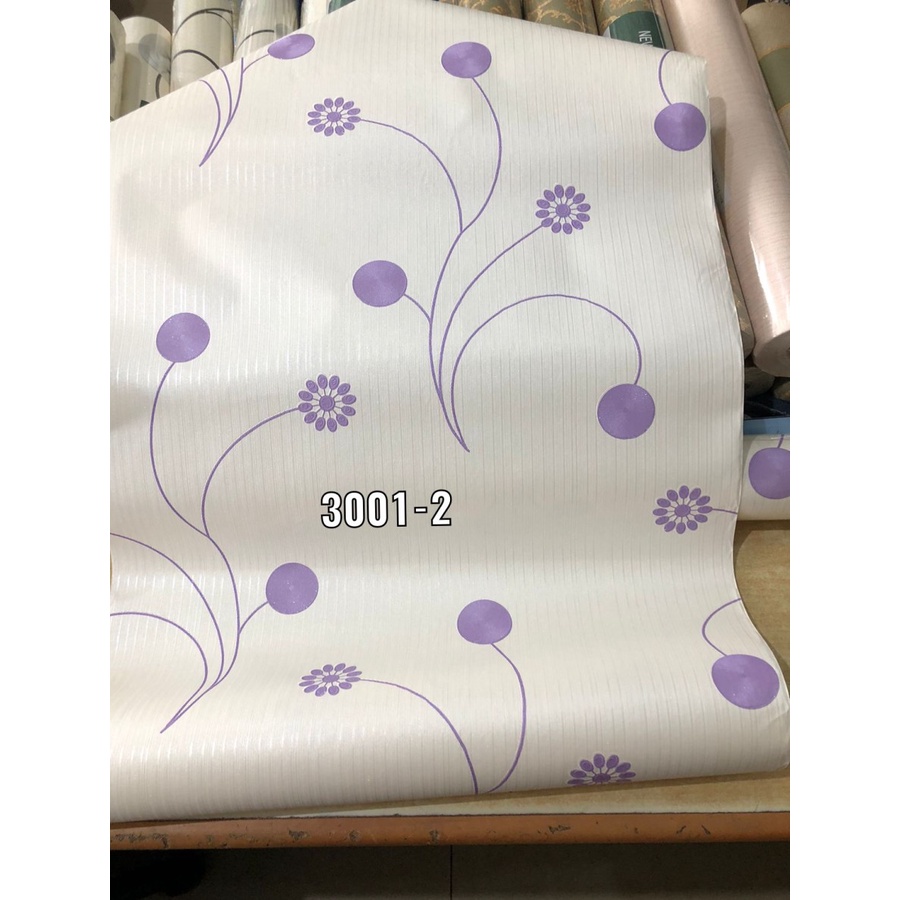 WALLPAPER DINDING MOTIF BUNGA UNGU MINIMALIS MURAH
