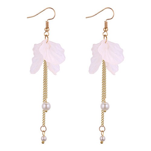 LRC Anting Gantung Elegant Purple Tassel Decorated Earrings