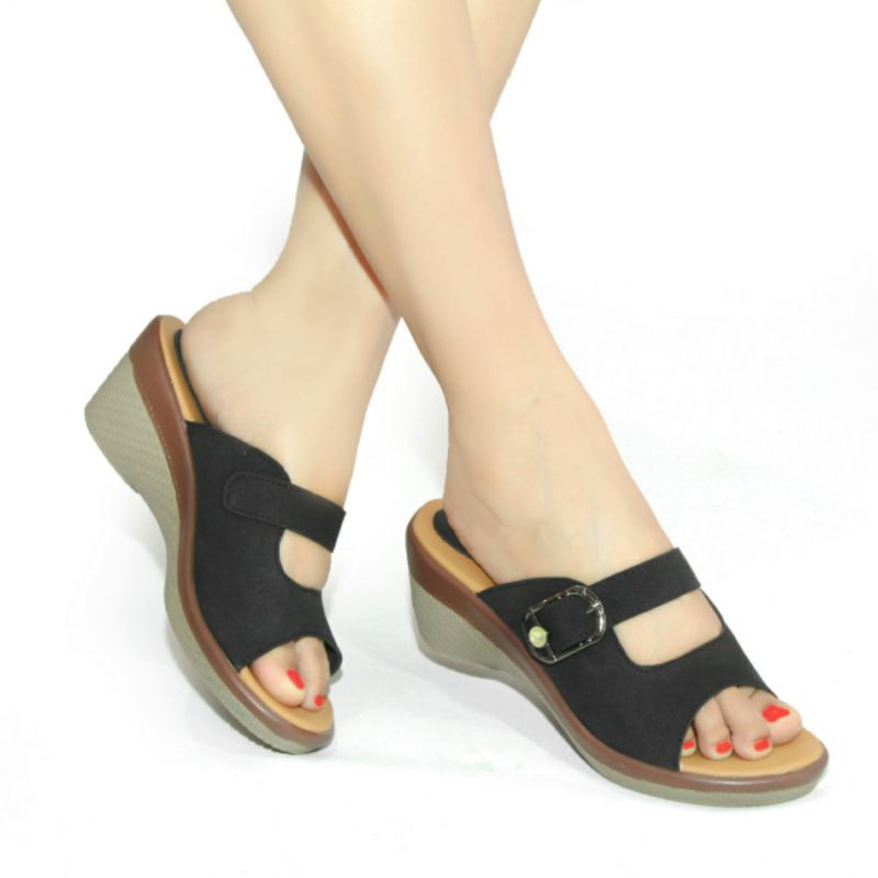 Sendal Wedges Wanita Slop Cewek J2721 CS02