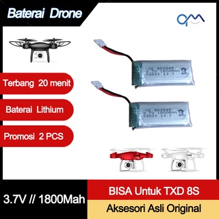 Original Baterai Drone TXD 8S Charger Asli Aksesoris Drone TXD8S Promosi 2 PCS Baterai Cadangan Lithium 1800 mAh 3.7V Battery Cocok untuk TXD-8S Drone