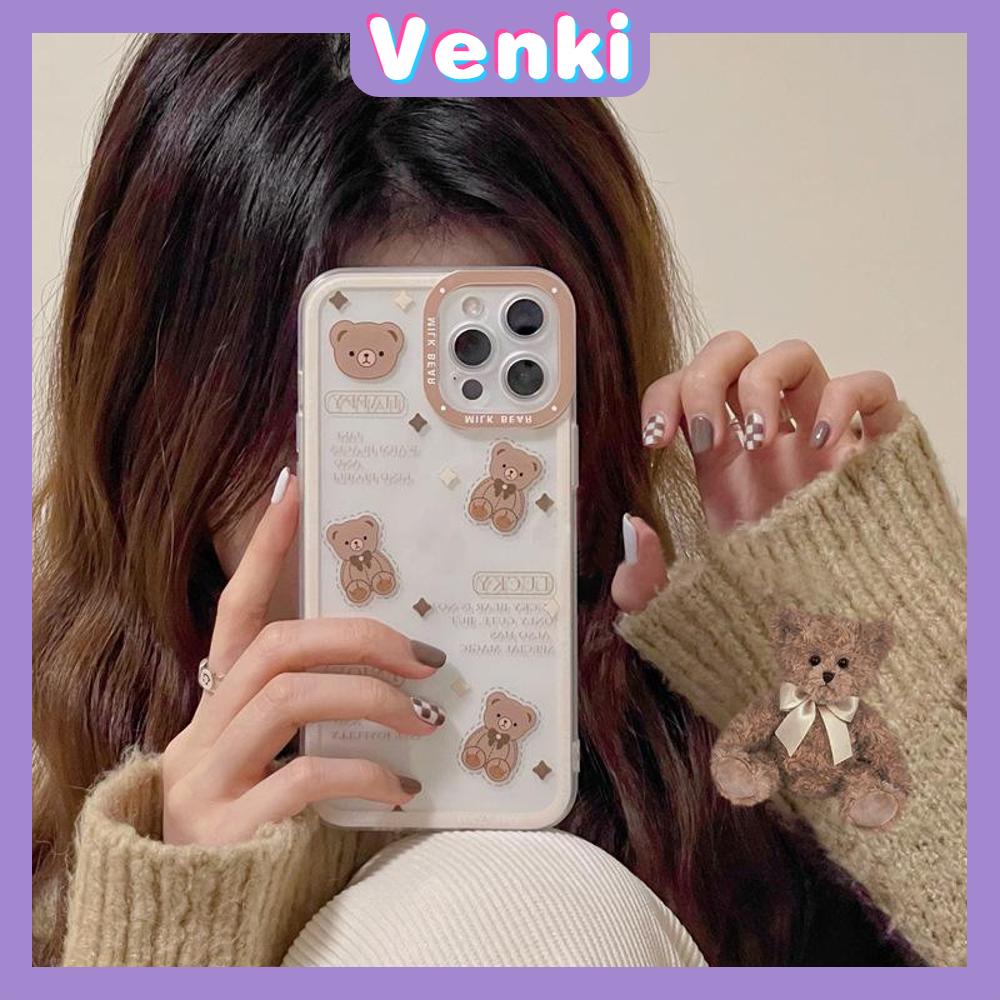 Soft Case Silikon Transparan Motif Brown Bear Untuk iPhone 13 Pro Max 12 Pro Max 11 7Plus