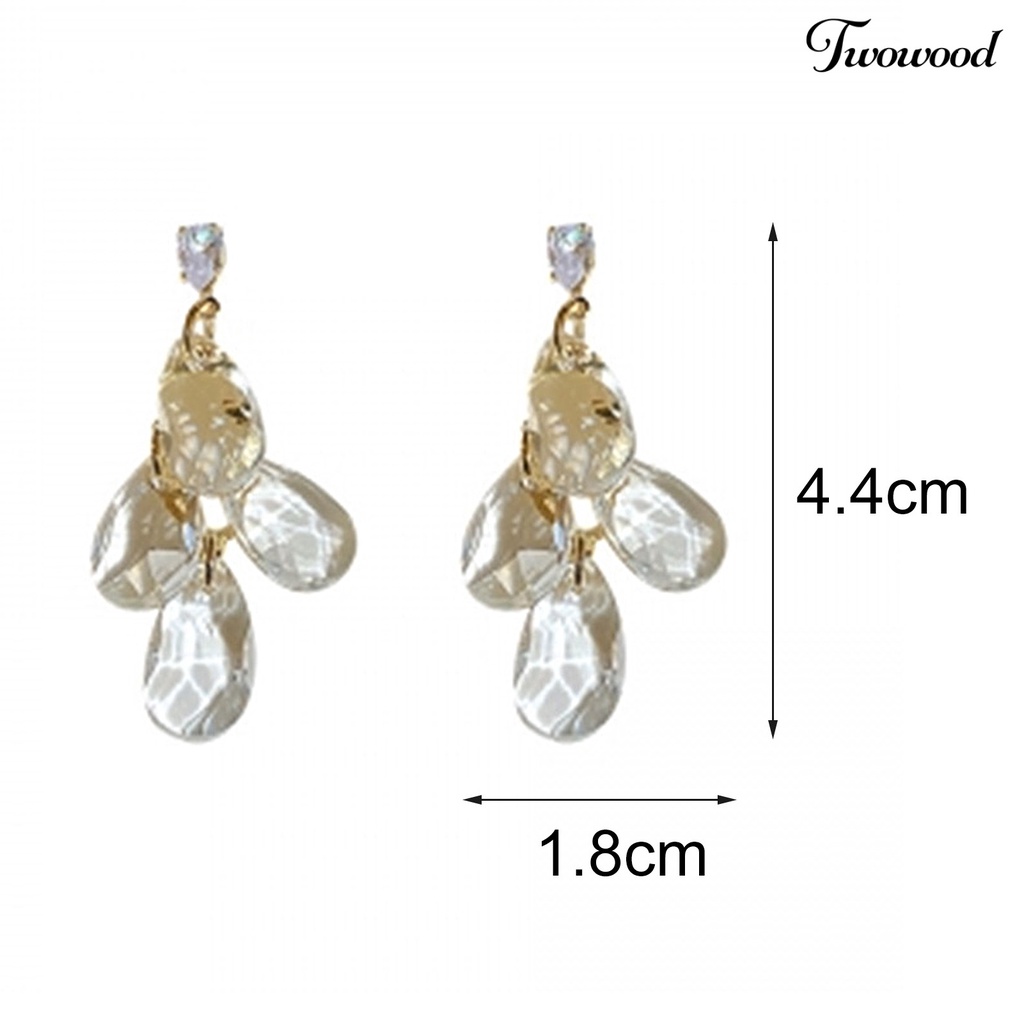 Twowood 1 Pair Women Dangle Earrings Water Drop-shaped Faux Crystal Jewelry Geometric Transparent Pendant Stud Earrings for Wedding