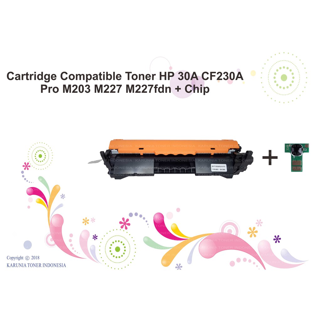 Cartridge Compatible Toner HP 30A CF230A Pro M203 M227 M227fdn + Chip