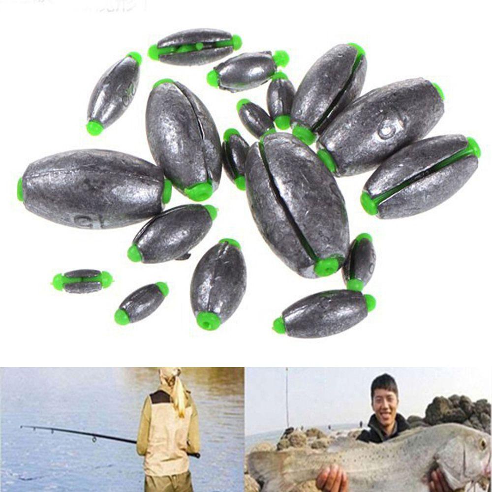 Lanfy Alat Pancing 10Pcs Sinker Memimpin Tahan Lama Berbentuk Olive Pembuka Mulut Kait Konektor