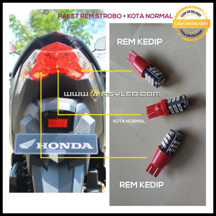 Paket Lampu Led Motor Rem Honda Vario 125 150 Kedip Strobo Terang