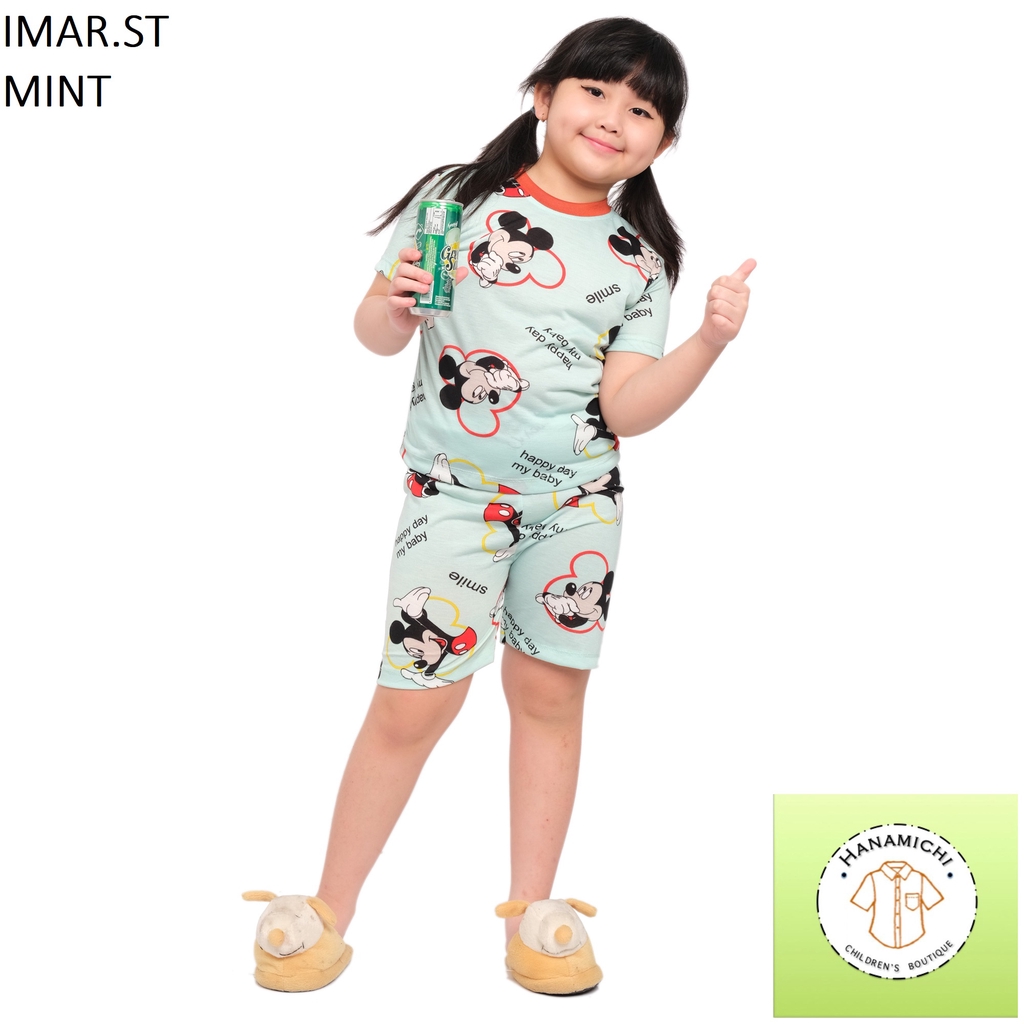 Hanamichi IMAR.ST Setelan Anak Motif Kartun Lengan Pendek