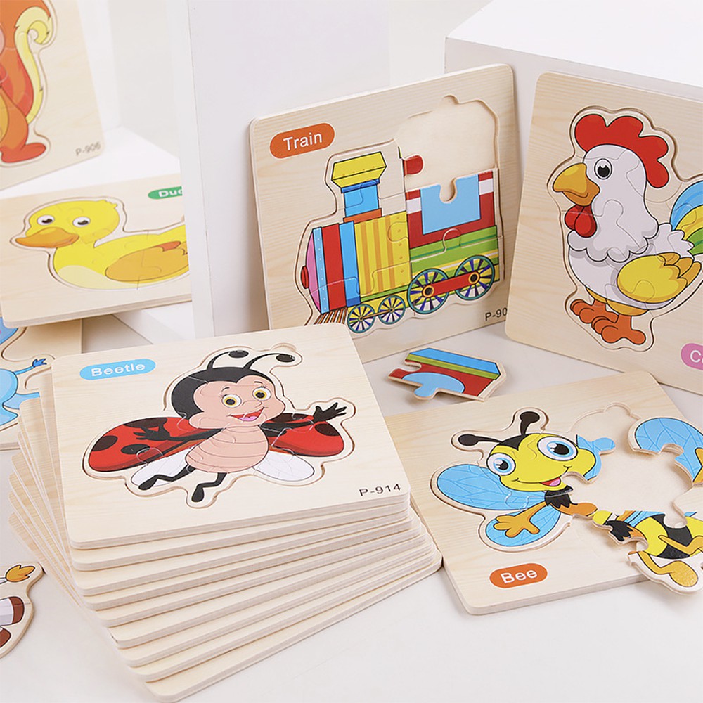 MURMURE.BABY | MAINAN PUZZLE KAYU ANAK HEWAN KARTUN / MAINAN EDUKASI ANAK BAYI / WOODEN PUZZLE TOYS