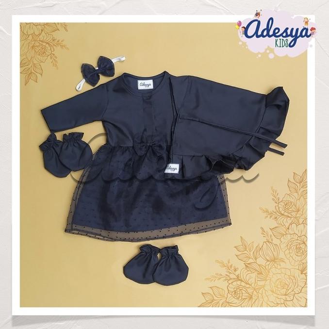 Baju muslim bayi perempuan/gamis newborn Navy