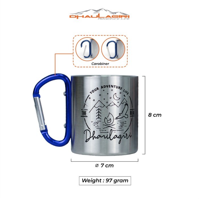 Gelas Carabiner Cup 220ML Mug Stainless Dhaulagiri Outdoor Camping