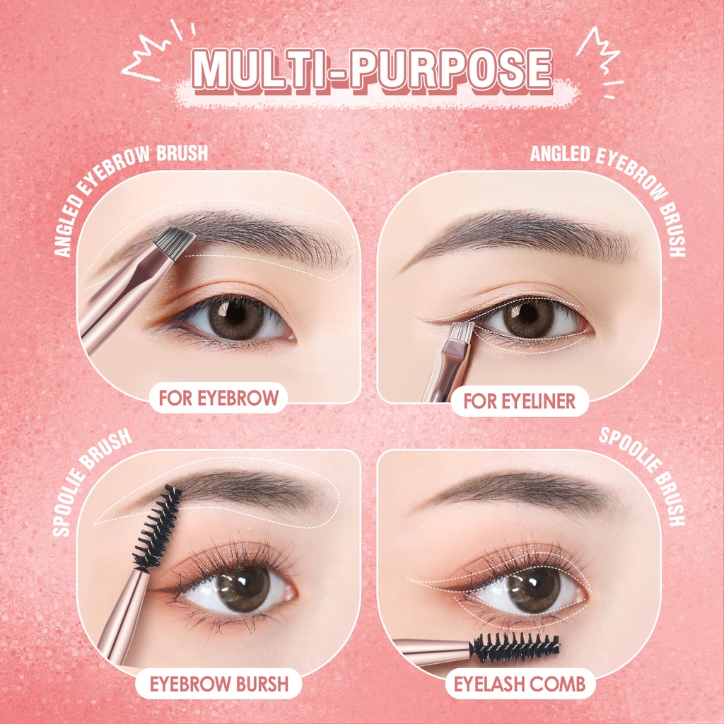 Pinkflash Double-headed Eyebrow Brush Multi Use Duo Makeup Tool Spoolie Brush Eyeshadow Brush Angled Brow Brush Eyelash Brush Eye Makeup