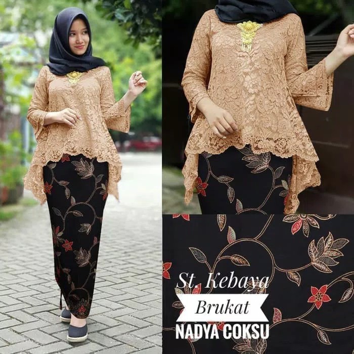 SB Collection Stelan Kebaya Melisa Blouse Brukat Dan Rok Plisket Maxi Super Jumbo Batik Wanita