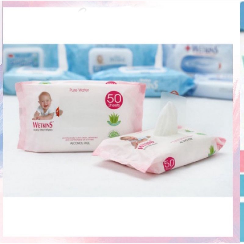 TISSUE BASAH WETKINS BABY 50 SHEET TISU BASAH ANTISEPTIC