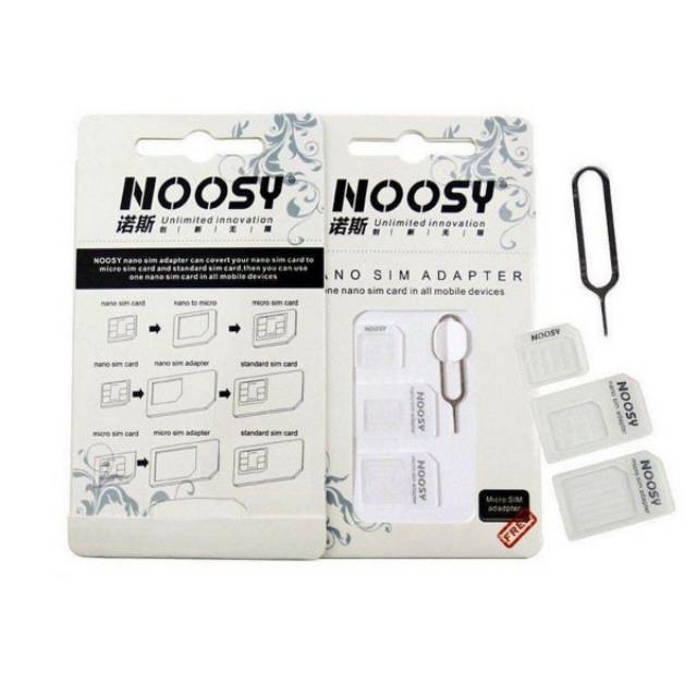 NOOSY 3in1 NANO SIM CARD / ADAPTOR WITH SIM CARD TRAY HOLDER WHITE