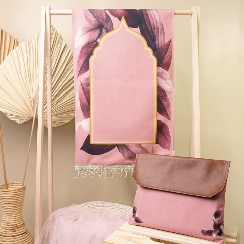 Sajadah Sakha READY STOCK - Leaf Pink