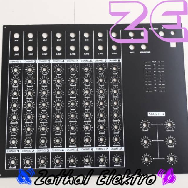 Panel atas audio mixer 8 Potentio 8 Channel