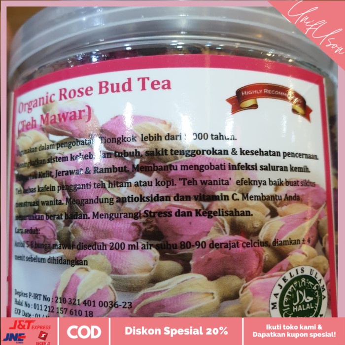 

⭐COD⭐ ORGANIC FRENCH ROSE BUD TEA TEH MAWAR 48 GR BEST QUALITY