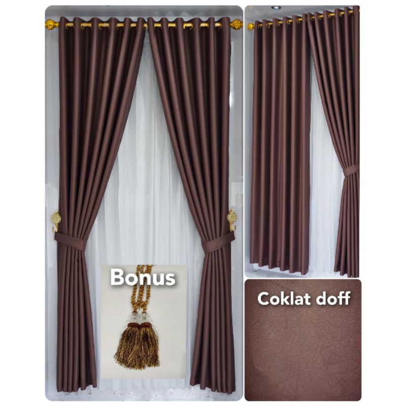 Gorden Tirai Jendela Pintu Kamar Blackout Polos Embos Doff Super Tebal 100% Kain Import Model Semokring 12 Ring 6 Gelembung Minimalis