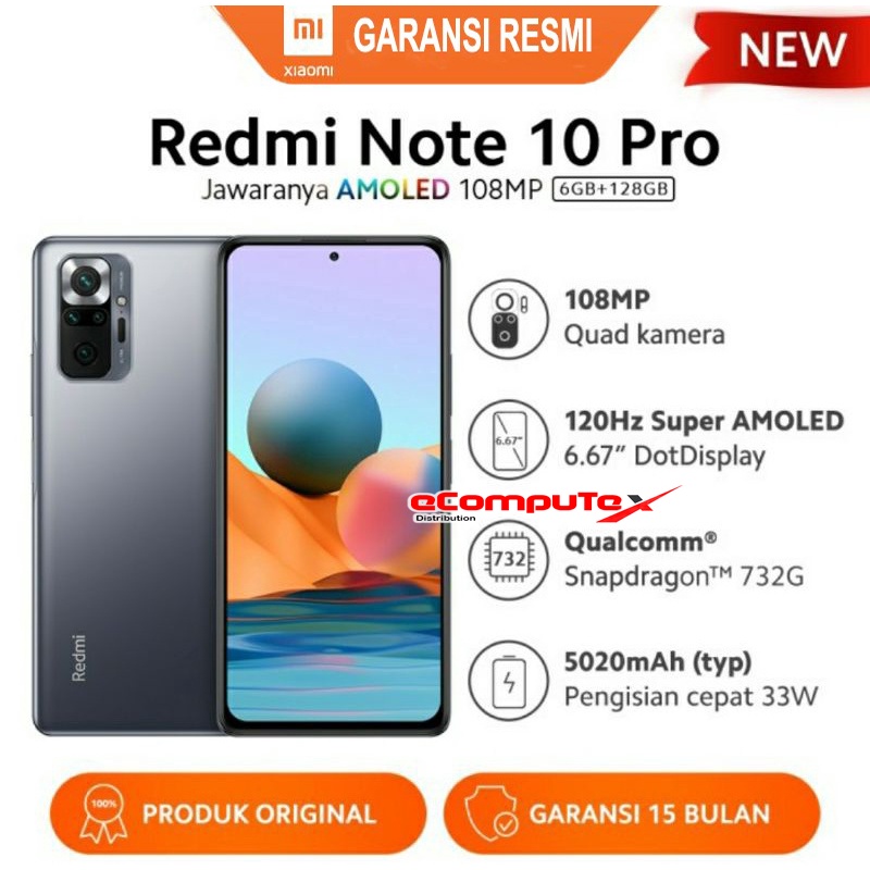 XIAOMI REDMI NOTE 10 PRO 108MP  6/128 GB ORIGINAL GARANSI RESMI