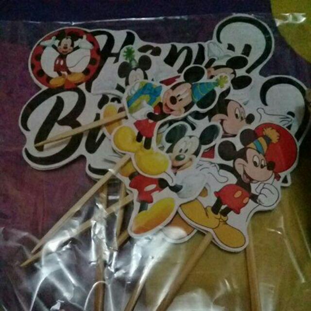 Topper Cake Cupcake Hiasan  Kue  Ulang Tahun Motif Mickey  