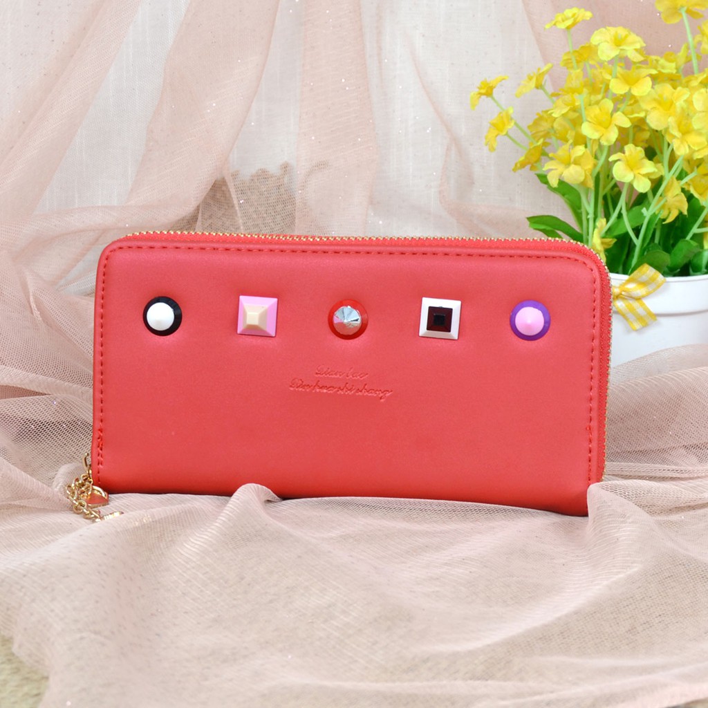 Dompet panjang wanita paku warna 1resleting 1669