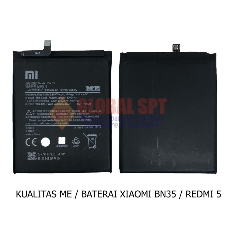 KUALITAS ME / BATERAI XIAOMI BN35 / BATRE REDMI 5 / BATERE