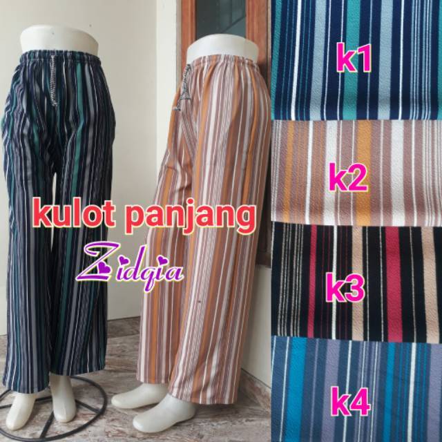 Celana kulot waffle motif salur dan polos