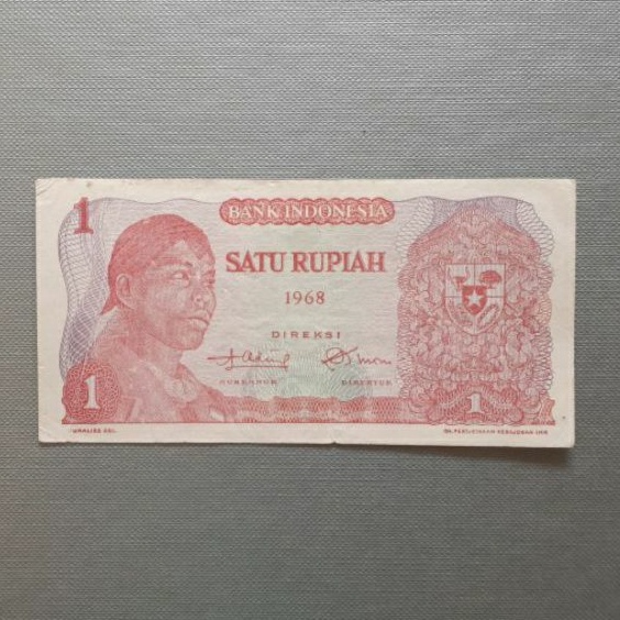 Uang kuno kertas 1 Rupiah Sudirman tahun 1968