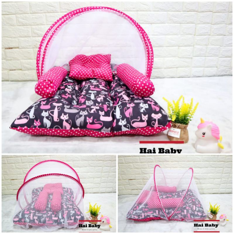 Kasur Kelambu Bayi Set Bantal Guling PREMIUM free tas mika