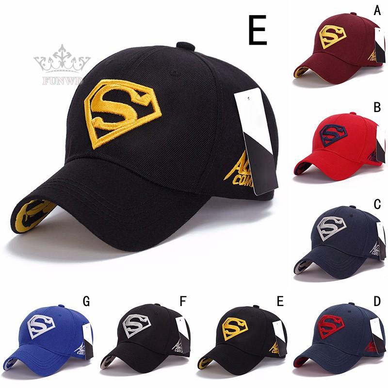 Topi Baseball Brim Lengkung Casua Motif Bordir Simbol Superman untuk