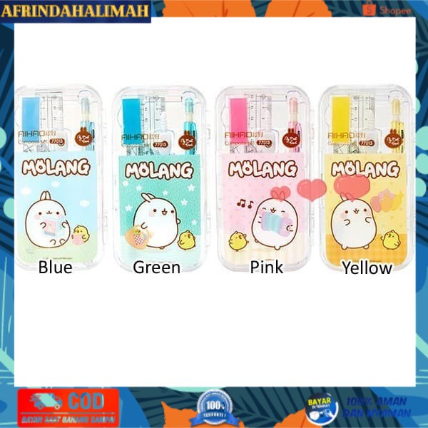 

[TERBARU] 1 SET PENSIL JANGKA BUSUR PENGGARIS SEKOLAH - LM328 - BLUE