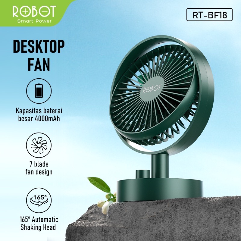 Kipas Portable ROBOT RT-BF18 Kipas Meja Mini Portable Rechargable - Garansi Resmi 1 Tahun