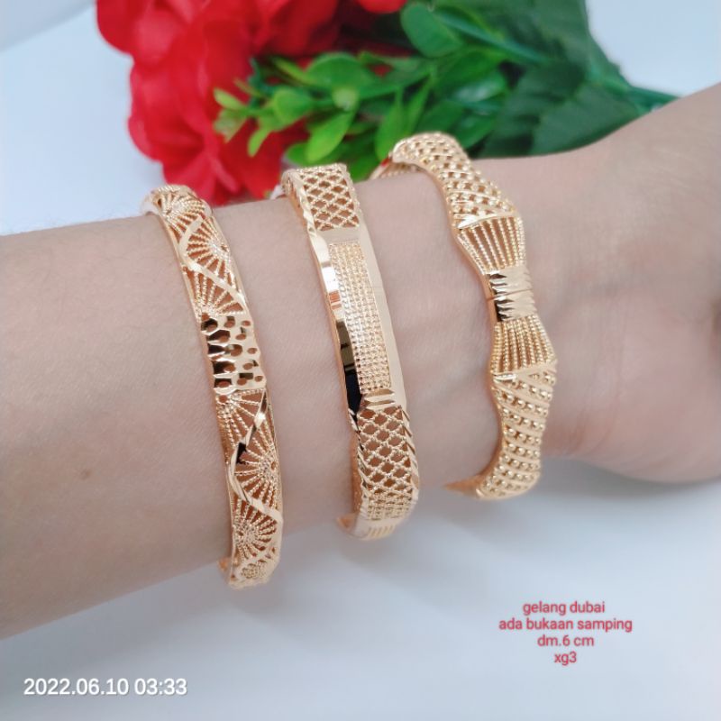 Gelang Bangkok Bangle  Wanita Titanium Xuping Rodium Perhiasan Lapis Emas 24 Karat