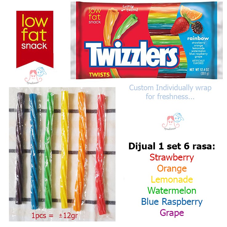 

Navi_Lezatoz Usa Rainbow Twizzlers Low Fat Snack Candy Permen