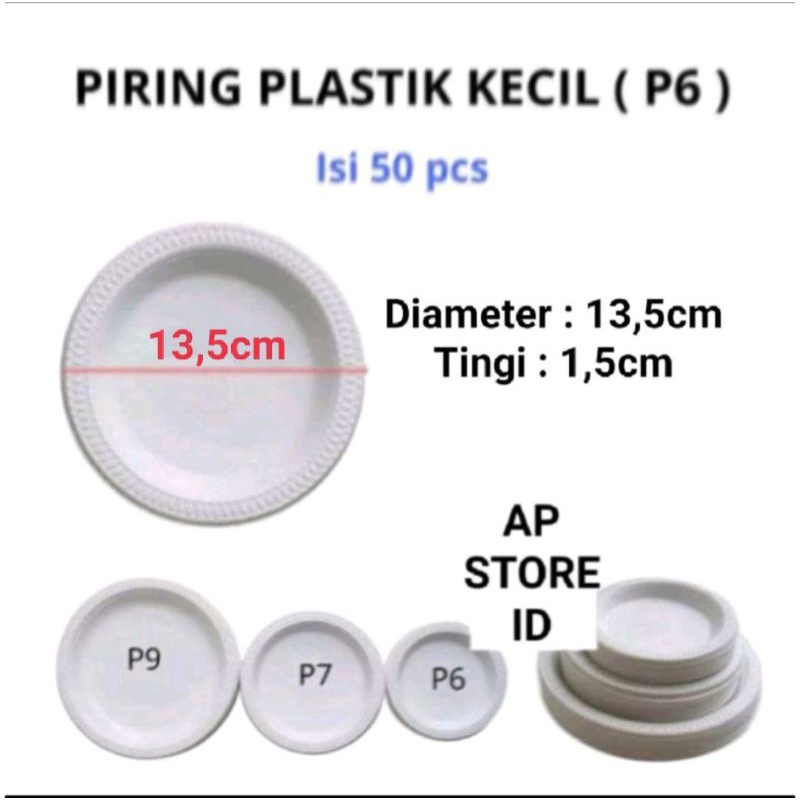 isi 50pcs Piring Plastik P6,P7 &amp; P9 / Piring Pesta Sekali Pakai