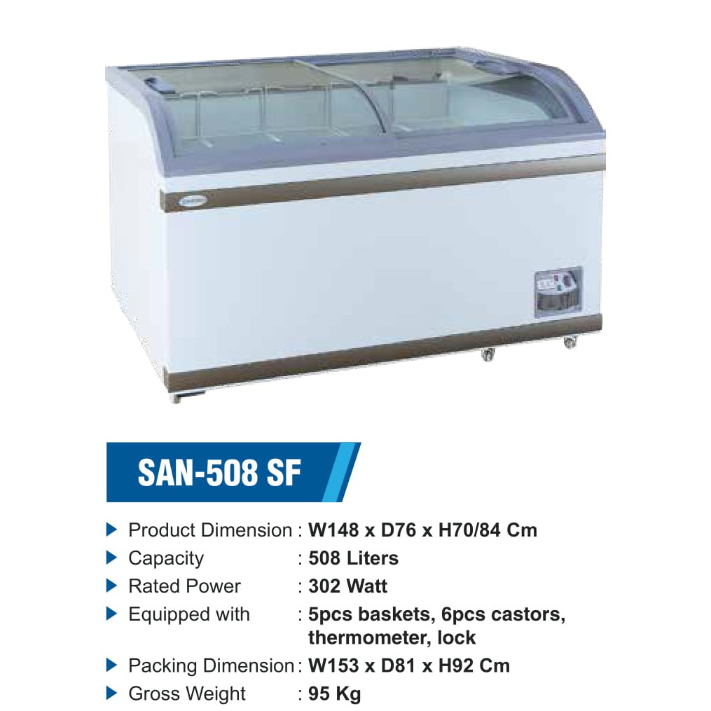 Sliding glass door freezer SANSIO SAN 508SF