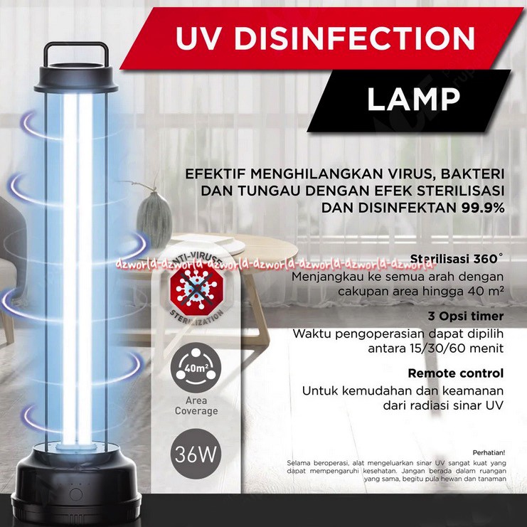 Krisbow UV Disinfection Lamp Lampu Disinfeksi UV 36w Alat sterilisasi dan Disinfektan Light