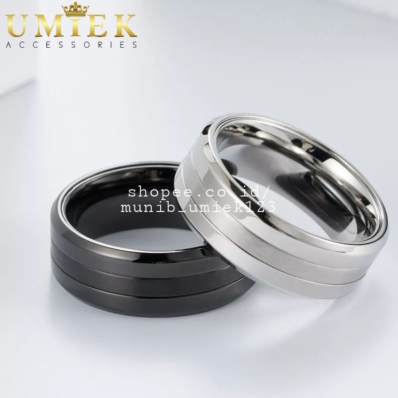 Cincin Pria Wanita Titanium silver putih perak Hitam Black item cowok cewek Cowo cewe laki laki perempuan couple tunangan nikah ori original