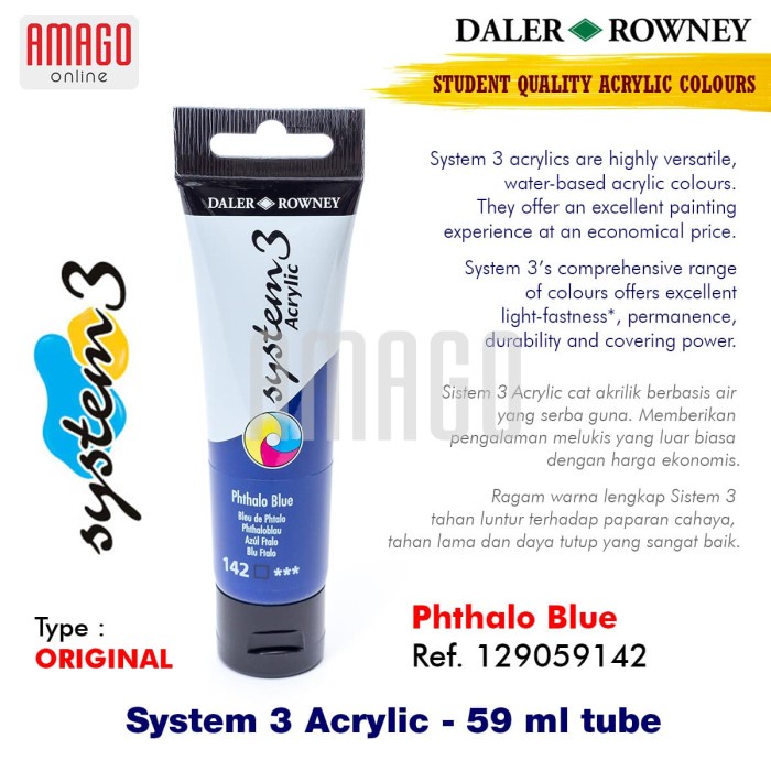 

Nikmati Daler-Rowney - System 3 Acrylic 59 Ml - Phthalo Blue - 129059134 Limited