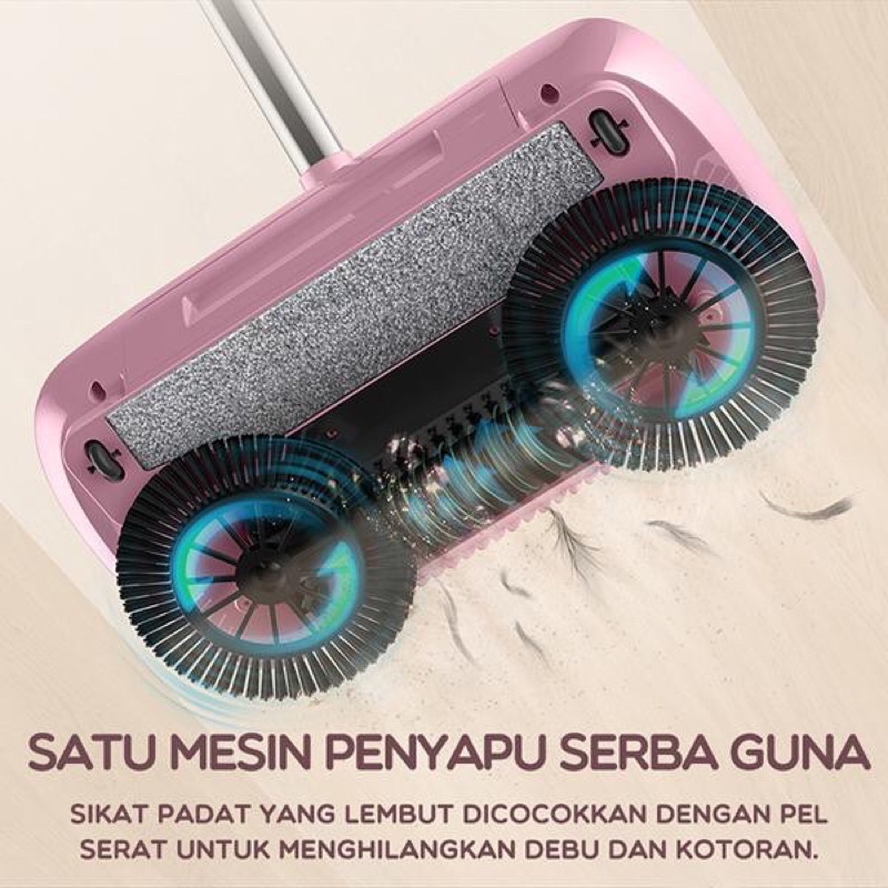 SAMONO SCM005 2 in1 Mesin Sapu Pel Otomatis Serbaguna Ultra Broom Rotate Cleaning Sapu 360 Derajat