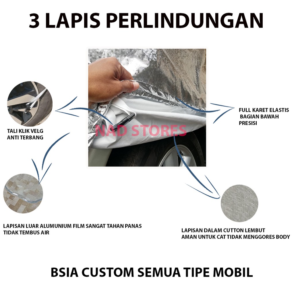 OUTDOOR body cover mobil sarung mobil rush terios lama konde putih anti panas 3 lapis