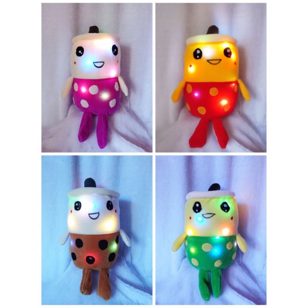 Boneka Boba LED Kaki Tangan Boba Milk Tea Brown Sugar Boba LED Menyala Kelap Kelip Murah Lucu