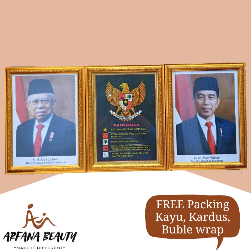 Pigora Presiden Dan Wapres Foto Presiden Pajangan Dinding Bahan Polyframe Fiber 1 Set