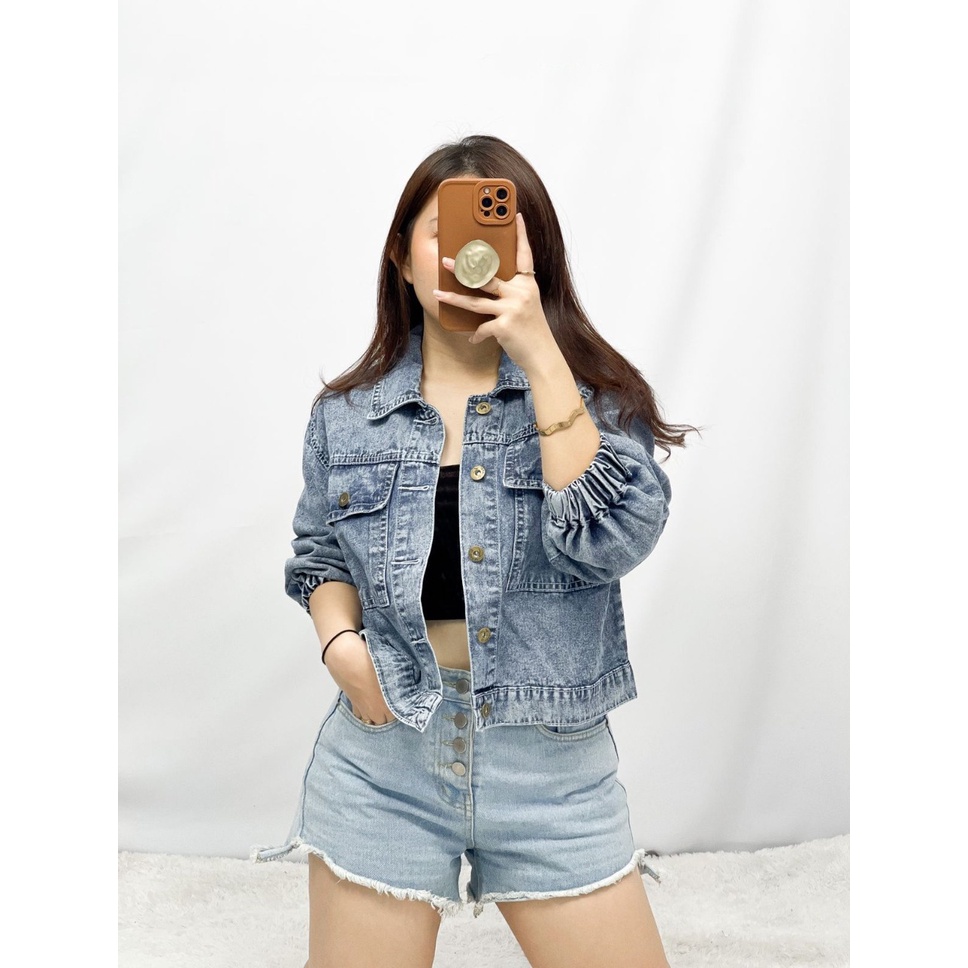 HOPYLOVY - Jaket Jeans Wanita Kekinian Terbaru Clarita