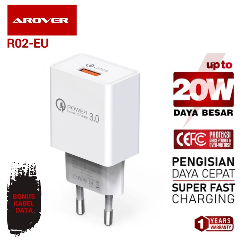 Charger Fast Charging《AROVER R02》Grosir / Cod - Free Kabel Data